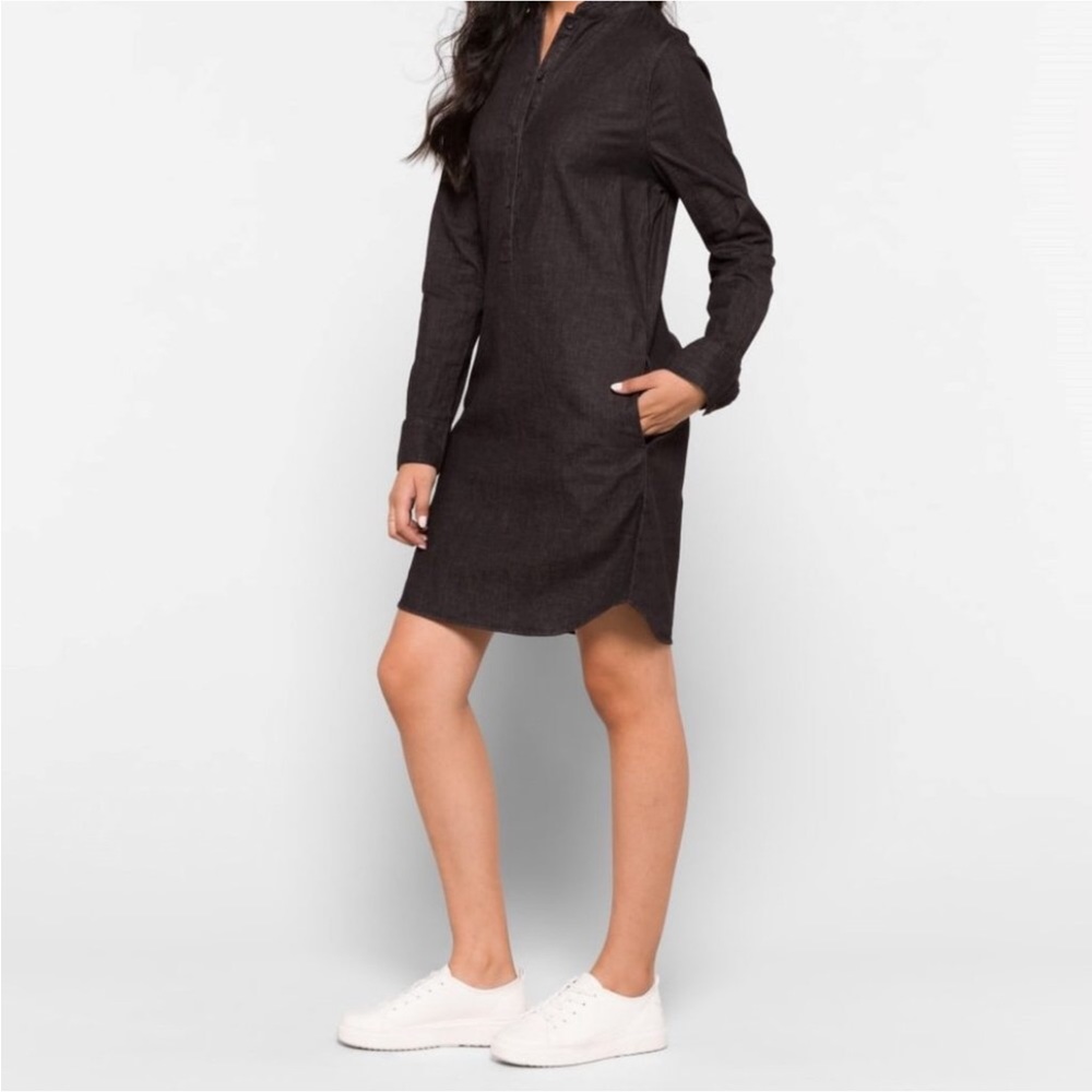 Universal Standard Hannah black denim shirt dress, size 14